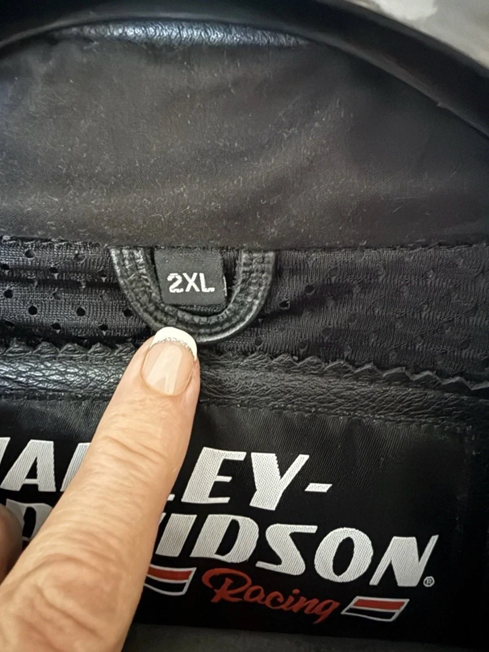 Harley-Davidson Black Leather Jacket with Brown and White Racing Stripe